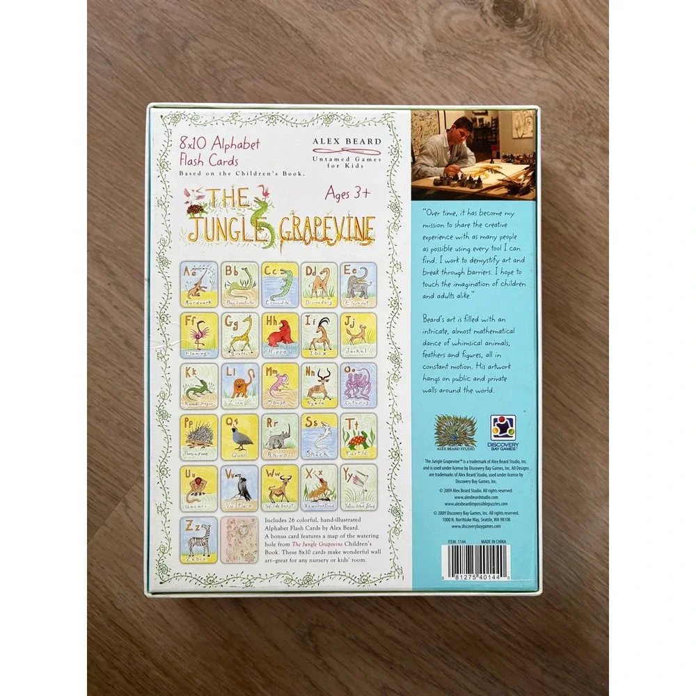 Alex Beard The Jungle Grapevine 8x10 Alphabet‎ Flash Cards Montessori Waldorf 3+